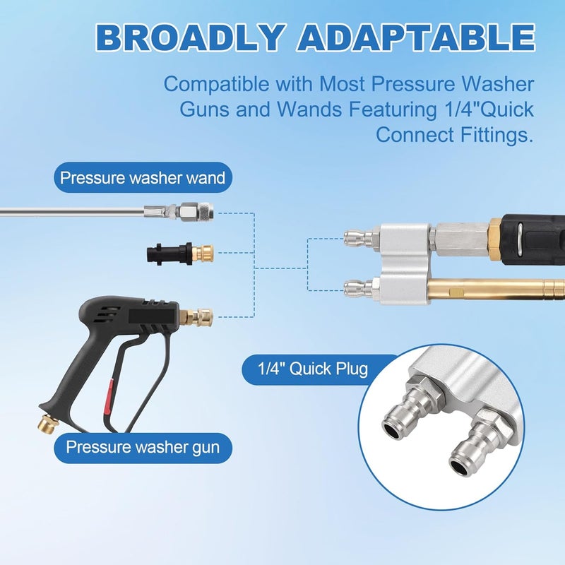 SYFLHYP 2 in 1 Downstream Soft Wash Chemical Nozzle, M5 Twist Shooter Tips Nozzles, 0-60° Adjustable Spray Pattern, for 1700-6000 PSI, 3-7 GPM Pressure Washer, with 1/4 in Quick Connector - Image 4